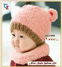 Classy Woolen Beanie Cap with Neck Warmer for Kids-thumb2
