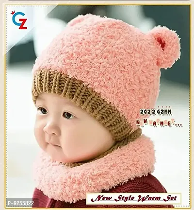 Classy Woolen Beanie Cap with Neck Warmer for Kids-thumb3