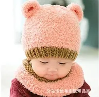 Classy Woolen Beanie Cap with Neck Warmer for Kids-thumb3