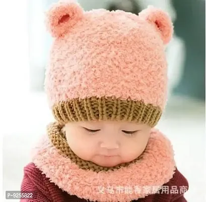 Classy Woolen Beanie Cap with Neck Warmer for Kids-thumb4