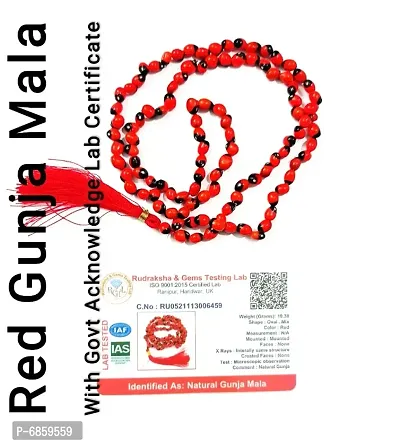 Red Gunja Mala/Chirmi mala/ Ratti mala/108 beads with Government acknowledge Lab certificate