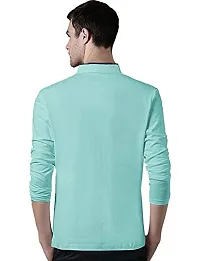Cotton Mandarin Collar Green T-shirt For Men-thumb1