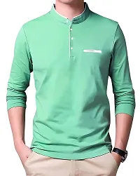 Mens Solid Mandarin Collar Full Sleeves Pack Of 2 T-Shirt-thumb1