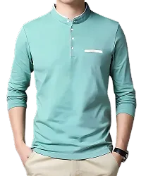 Mens Solid Mandarin Collar Full Sleeves Pack Of 2 T-Shirt-thumb2