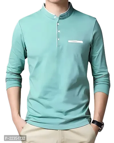 Mens Solid Mandarin Collar Full Sleeves Pack Of 2 T-Shirt-thumb3
