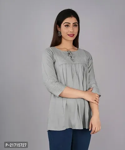 Sumit Enterprises Rayon Women's Regular Fit Kurti Style Top-thumb5