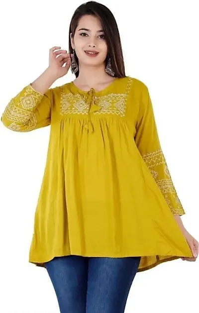 Trendy Rayon Embroidery tops