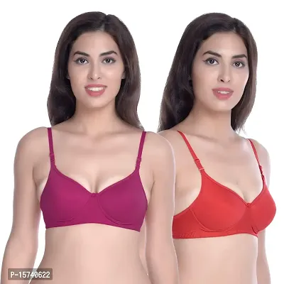 Zatanna Pack of 2 Women's Cotton Blend Lightly Padded Wirefree T-Shirt Bra-thumb0