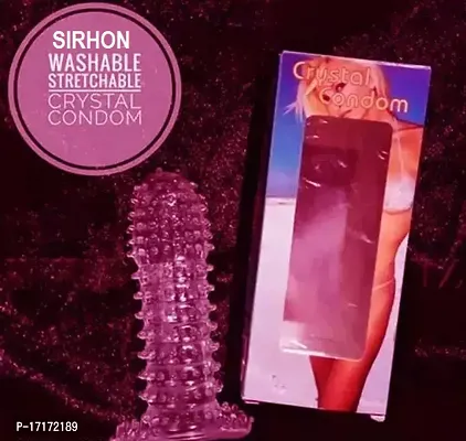 Crystal dotted condom Extra dots silicone condom reusable condon ( pack of 1pcs )-thumb0