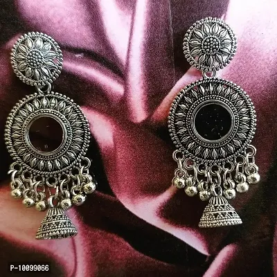 Beautiful silver color floral design jumka earring-thumb0