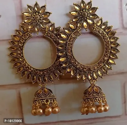 Beautiful gold color floral design jumkaus earring