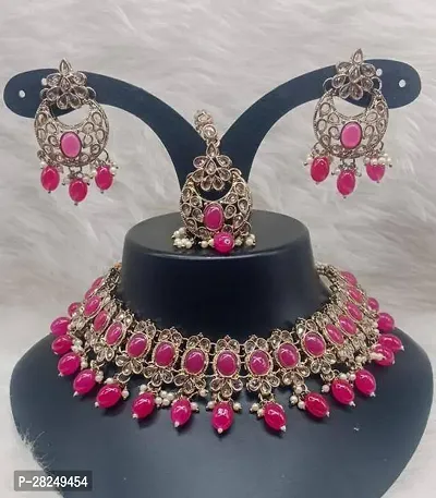 Stylish Pink Alloy Jewellery Sets For Women-thumb0