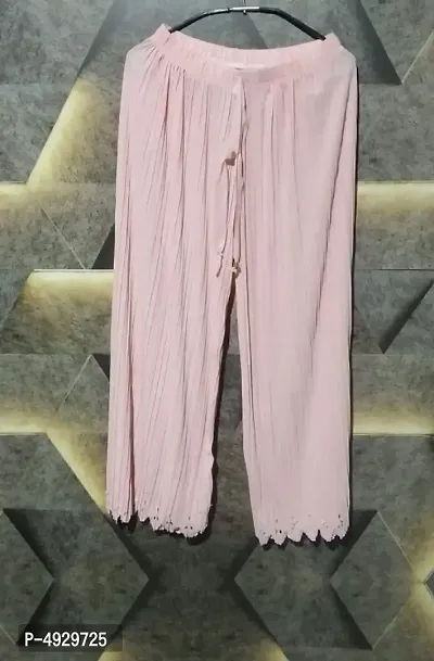 Stylish Pink Self Design Chiffon Trousers For Women
