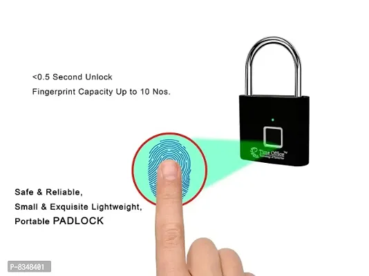 Time Office Painted Fingerprint Pad Lock (Black_L25)-thumb5