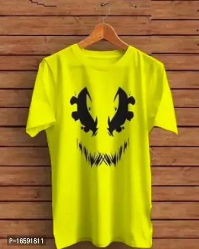 Reliable Yellow Polyester Blend Printed Tshirt For Men-thumb0