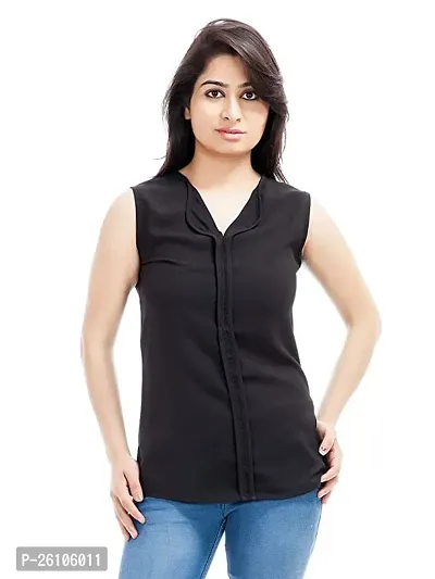 Elegant Black Cotton Solid Top For Women-thumb0