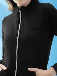 Stylish Black Fleece Solid Sweatshirts For Women-thumb1