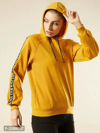 Stylish Yellow Fleece Solid Sweatshirts For Women-thumb3