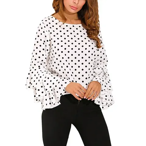 With Dot Bell Sleeve Top