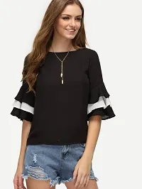 Black  White Bell Sleeve Top 1106-thumb1