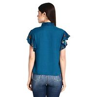 Teal Green Cotton Tai Color Top-thumb1