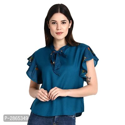 Teal Printed Tie Top-thumb0