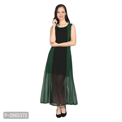 Teal Green with Black Long Dress-thumb0