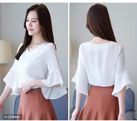 Stunning White Polyester Women Top