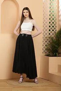 Elegant Black Georgette Solid Skirts For Women-thumb3
