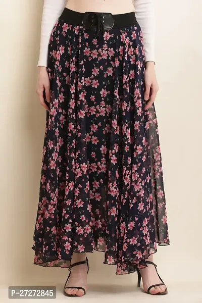 Elegant Multicoloured Georgette Printed Skirts For Women-thumb0
