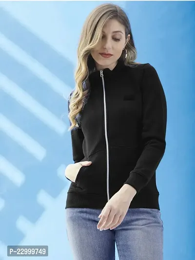 Stylish Black Fleece Solid Sweatshirts For Women