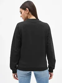 Stylish Black Fleece Solid Sweatshirts For Women-thumb1