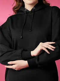 Stylish Black Fleece Solid Sweatshirts For Women-thumb4