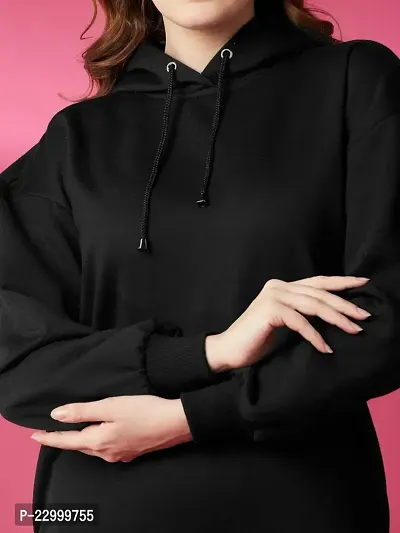 Stylish Black Fleece Solid Sweatshirts For Women-thumb5