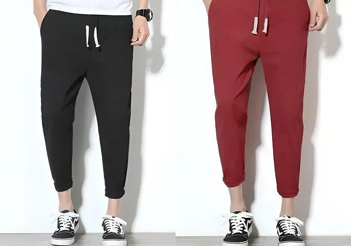 Trendy Cotton Blend Regular Track Pants For Men Combo Set Pack of 2