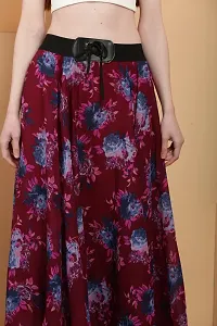 Elegant Purple Georgette Floral Print Skirts For Women-thumb3