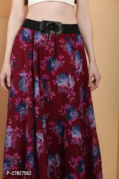 Elegant Purple Georgette Floral Print Skirts For Women-thumb4