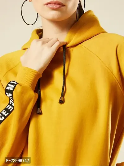 Stylish Yellow Fleece Solid Sweatshirts For Women-thumb4