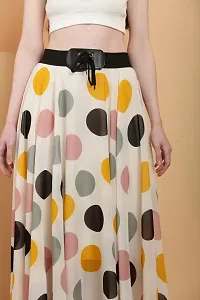 Elegant Beige Georgette Printed Skirts For Women-thumb3