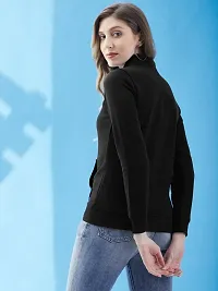 Stylish Black Fleece Solid Sweatshirts For Women-thumb3