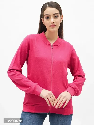 Stylish Pink Fleece Solid Sweatshirts For Women-thumb0
