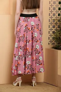 Elegant Pink Crepe Floral Print Skirts For Women-thumb1