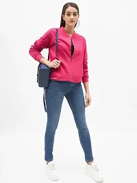 Stylish Pink Fleece Solid Sweatshirts For Women-thumb4