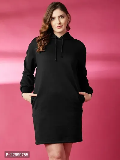 Stylish Black Fleece Solid Sweatshirts For Women-thumb0