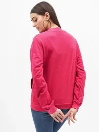 Stylish Pink Fleece Solid Sweatshirts For Women-thumb1