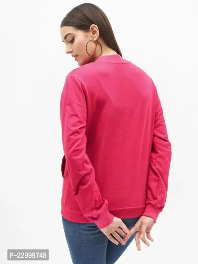 Stylish Pink Fleece Solid Sweatshirts For Women-thumb2