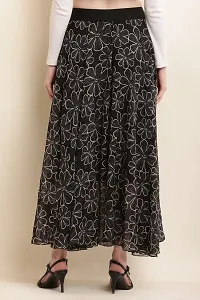Elegant Black Georgette Printed Skirts For Women-thumb1