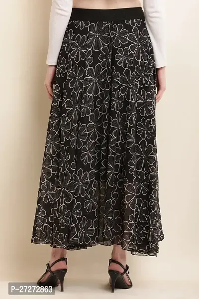 Elegant Black Georgette Printed Skirts For Women-thumb2