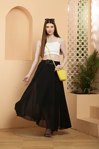 Elegant Black Georgette Solid Skirts For Women-thumb4