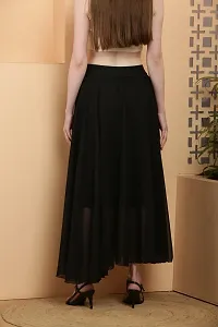Elegant Black Georgette Solid Skirts For Women-thumb1